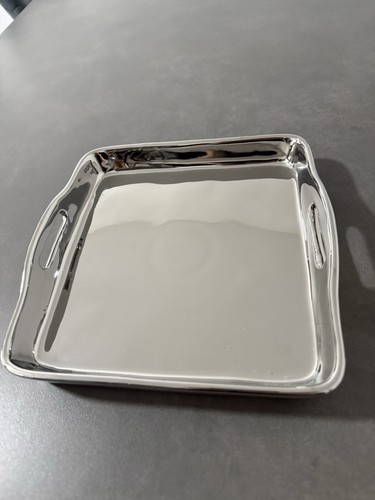 Deko tablett silber - silber-optik, mit
