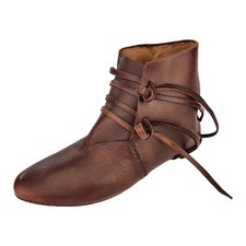 Wendegenähte Mittelalter-Schuhe geschnürt aus Rindsleder braun; Wikinger Schuhe