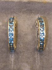 925 Silber Blautopas Ohrstecker Ohrringe Halbcreolen Hellblaue Swissblue Topas 