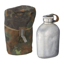 Bundeswehr Original BW Feldflasche Aluminium mit Hülle tarn gebraucht