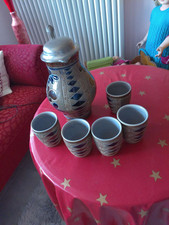 Apfelwein Bembel Set Krug 5 Becher Westerwald Deckel gepunzt