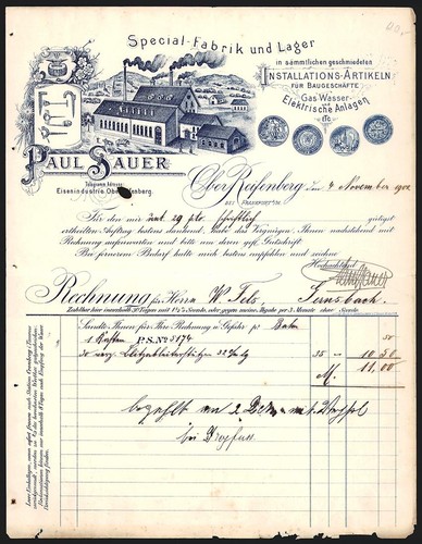 Rechnung ober reifenberg 1902 - rechnung,