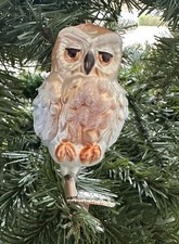 Inge Glas Weihnachten Vogel Schneeeule 9 cm (mundgeblasen und handbemalt)