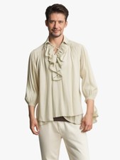 Herren Puff Ärmel Shirt Mittelalter Renaissance Kostüm Top Bluse ohne Bund - M