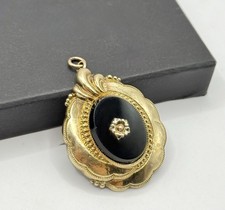 Biedermeier Brosche Anhänger – Schaumgold, Onyx-Platte, antik, um 1850 