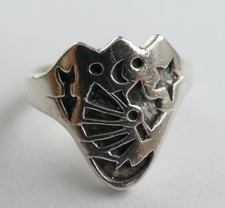 Ring geschwärztes Dekor 925 Silber rhodiniert  Vintage 70er ring silver