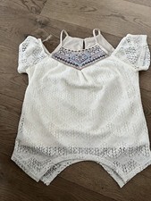 Wneu Mädchen Bluse Tunika faux Wildleder Gr 152 158 spitze Stickerei