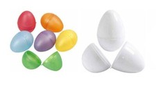 Kunststoff-Eier teilbar, Plastik Oster Ei zum Öffnen + Befüllen, weiß oder bunt