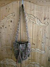 Schultertasche * Beutelform * Raffia-Bast * Rosa/Pink Oliv/Khaki * Handarbeit