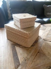 Seegraskorb Aufbewahrung  2er Set eckig 23 x 23 x 13 cm/14 x 14 x 8 cm NEU