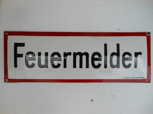 Altes feuermelder emailschild - altes,