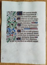 Original Manuskript Blatt Stundenbuch Gold Bordüre (E) - 1450