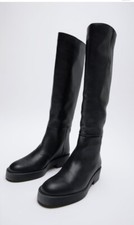 Zara Stiefel Leder Schwarz Gr 39 Neu