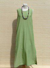 Maxikleid EISENHANS Leinen Baumwolle maigrün toller Rückenausschnitt - Gr. S