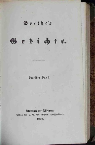 Goethe gedichte zweiter - goethe's,