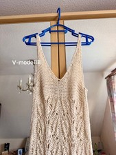 Zara Häkel Hippie Kleid M 38 Pointelle 🏖️ Ajour Boho Eierschale ecru Strand