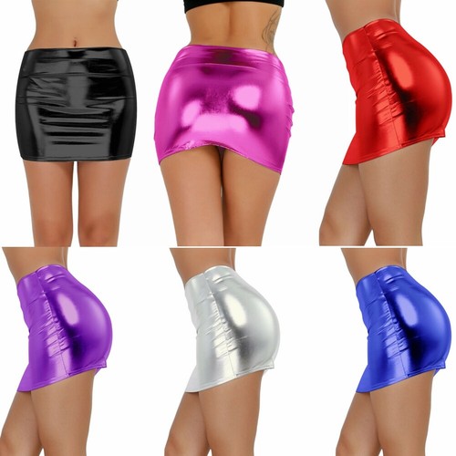 Damen minirock wetlook - damen, lack