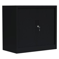  Querrollladenschrank Sideboard 80cm breit Büro Aktenschrank schwarz 555089