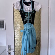 Fuchs  Dirndl Trachtenmoden 36 Blau  Petrol Schwarz+Dirndl Bluse Spieth Wensky