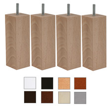 Möbelfuße Holz 10-15cm | Buche Schrankfuß Sofa Couch Tisch Bett Quadratisch Set