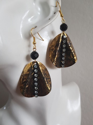 Ohrringe schwarz goldfarbig - schwarz,