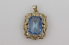 Sehr schöner alter Anhänger aus Silber 835 vergoldet mit Schmuckstein blau