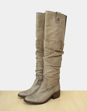 beige Überkniestiefel v. 1060 Clothes Gr. 38 Echtleder Overknee Stiefel
