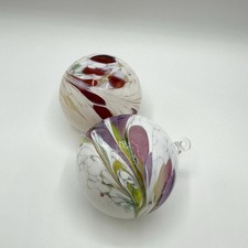 2 Stück Glas Kugeln Fensterkugeln Einschmelzungen Glaskunst Weihnachtskugeln