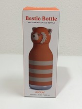 ASOBU Bestie Kindertrinkflasche mit Strohhalm Edelstahlflasche 420ml Roter Panda