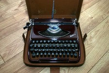 Groma KOLIBRI DDR Flat Typewriter 1956 Burgundy Chrome VINTAGE Qwerty Serviced