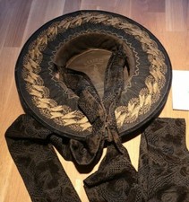 Orig. antiker Trachtenhut Priener Hut Bauernhut mit Bändern Goldstickerei, Nr.9