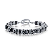 Edelstahl Armband echt Onyx