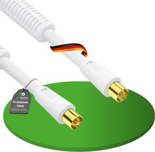 TV Antennenkabel Fernsehkabel Stecker Buchse Anschluss Koaxial Kabel 4K UHD weiß