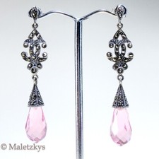 Lange Ohrringe Markasit rosa