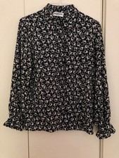 Damenbluse von essentiel antwerp, dunkelblau bedruckt, Langarm , Viskosr