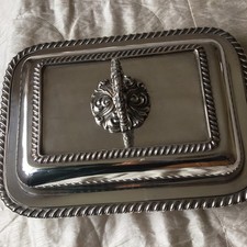 Vintage Silber Teller Vorspeise/Servierschale mit Deckel 28x20 altersbedingt 