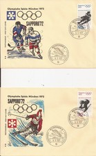 2 BRD Ersttagsbriefe Olympische Spiele 1972 Sapporo MiNr. 682 u. 683