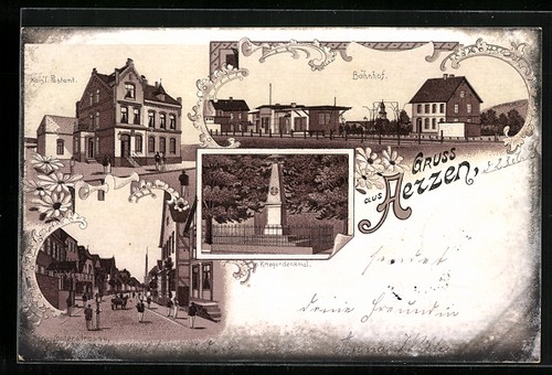 Lithographie aerzen bahnhof - aerzen,,