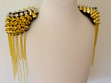 Epauletten Strass gold silber Nieten Ketten Retro Look Vintage Style 80er 80ies