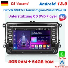 Für VW GOLF 5 6 Touran Tiguan Passat Polo 6R CD DVD Autoradio GPS NAVI SWC 4+64G