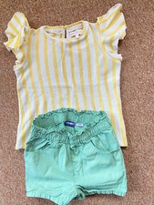 605_Mädchen Set: T-Shirt Gr. 110 (C&A), Shorts Gr. 110/116 (Lupilu)