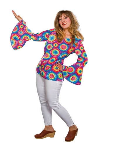 Damen hippie bluse lila flower - hippie,