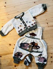 Baby Strickset Strampler, Jacke Und Schuhe Handarbeit Unikat