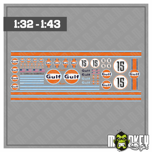 Gulf racing aufkleber set - racing, für