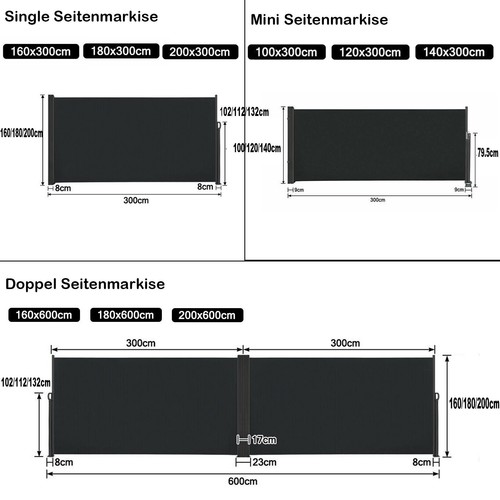180x300cm seitenmarkise - 180x300cm,