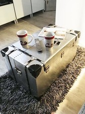 Vintage Retro Couchtisch Alu Aluminium Set 3 Stk. Koffer Neu Alukoffer Box Boxen