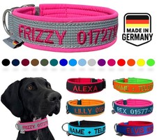 Hundehalsband bestickt für kleine & große Hunde XS - XXL Name und Telefonnummer