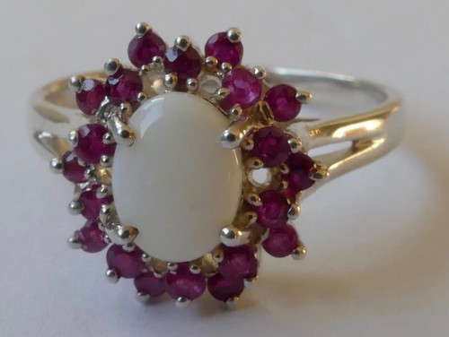 Ring opal cabochon und rote - ring,