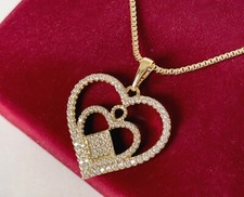 Edel Halskette Doppel Herz