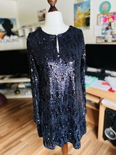 Pailettenkleid Größe M Dunkelblau Mini